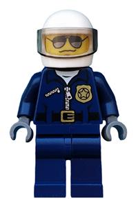 Helicopter Pilot Minifigure - City Helicopter Pilot police minifigure with sunglasses and black eyebrows - cty0487a