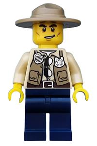 Swamp Police Ranger Minifigure - Ranger swamp police minifigure with dark blue legs and a campaign hat - cty0512