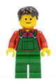 Farmer with green overalls, dark brown tousled hair, and a standard grin - cty0521