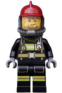 Fire - Reflective Stripes with Utility Belt, Dark Red Fire Helmet, Breathing Neck Gear with Airtanks, Crooked Smile and Scar cty0524