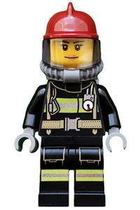 Fire - Reflective Stripes with Utility Belt, Dark Red Fire Helmet, Breathing Neck Gear with Airtanks, Peach Lips Smile cty0525