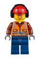 Construction Worker - Orange Zipper, Safety Stripes, Belt, Brown Shirt, Dark Blue Legs, Red Construction Helmet, Headphones, Orange Sunglasses - cty0527