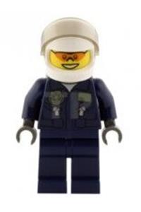 Swamp Police - Helicopter Pilot, Dark Blue Flight Suit with Badge, Helmet, Plain Hips and Legs cty0535