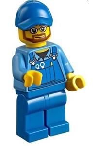 Overalls with Tools in Pocket Blue, Blue Cap with Hole, Beard and Glasses cty0544