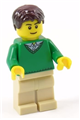 Green V-Neck Sweater, Tan Legs, Dark Brown Short Tousled Hair, Thin Grin - cty0547