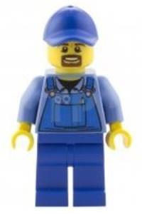 Overalls with Tools in Pocket Blue, Blue Cap with Hole, Brown Moustache and Goatee cty0574