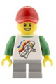 Classic Space Minifigure Floating Pattern, Light Bluish Gray Short Legs, Red Cap with Hole - cty0577