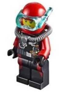 Scuba Diver Minifigure - Female scuba diver without flippers - cty0598