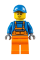 Overalls with Safety Stripe Orange, Orange Legs, Blue Short Bill Cap, Thin Grin - cty0609