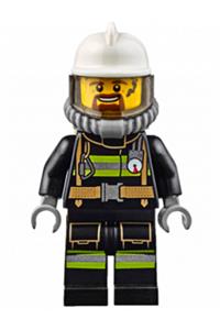 Fire - Reflective Stripes with Utility Belt, White Fire Helmet, Breathing Neck Gear with Airtanks, Trans Black Visor, Goatee cty0626