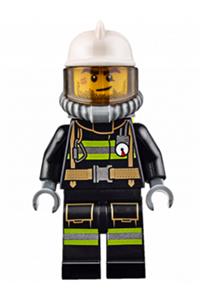 Fire - Reflective Stripes with Utility Belt, White Fire Helmet, Breathing Neck Gear with Airtanks, Trans Black Visor, Beard Stubble cty0628
