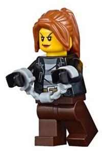 Bandit Crook Minifigure - Female city bandit crook with dark orange hair - cty0631