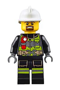 Fire - Reflective Stripes with Utility Belt and Flashlight, White Fire Helmet, Brown Moustache and Goatee cty0635
