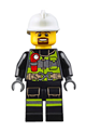 Fire - Reflective Stripes with Utility Belt and Flashlight, White Fire Helmet, Brown Moustache and Goatee - cty0635