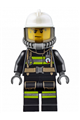 Firefighter wearing a white fire helmet, reflective stripes with utility belt, breathing neck gear with airtanks, trans black visor, and sweat drops - cty0637