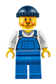 Fire Lighthouse Keeper - Overalls Blue over V-Neck Shirt, Blue Legs, Dark Blue Knit Cap - cty0648