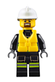 Fire - Reflective Stripes with Utility Belt and Flashlight, Life Jacket, White Fire Helmet, Brown Moustache and Goatee - cty0649