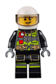 Firefighter with a white helmet and trans-brown visor, lopsided grin, reflective stripes, utility belt, and flashlight - cty0652
