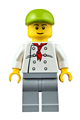 Chef with a white torso featuring 8 buttons, light bluish gray legs, and a lime short bill cap - cty0671