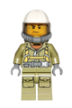 Volcano Explorer - Male Worker, Suit with Harness, Construction Helmet, Breathing Neck Gear with Yellow Airtanks, Trans-Black Visor, Sweat Drops - cty0682