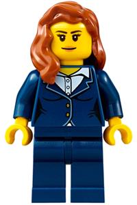 Businesswoman - Dark Blue Pants Suit, Peach Lips, Dark Orange Female Hair over Shoulder cty0691