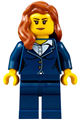 Businesswoman - Dark Blue Pants Suit, Peach Lips, Dark Orange Female Hair over Shoulder - cty0691