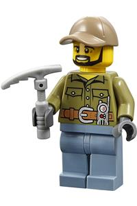 Volcano Explorer - Male, Shirt with Belt and Radio, Dark Tan Cap with Hole, Black Angular Beard cty0695