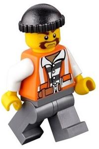 Bandit Minifigure - Male city bandit police with a black knit cap and handlebar mustache - cty0701