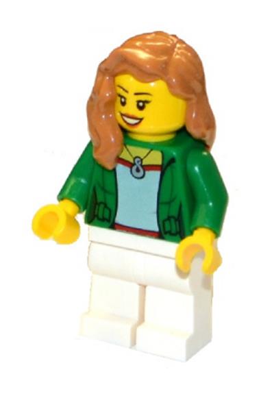 Lego Frau kurze dunkelblaue Beine Jacke in mittelblau Schal und Mütze hol074 