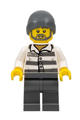 Prisoner 86753 in jail stripes, wearing a dark bluish gray beanie - cty0715