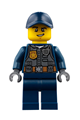 Police - City Officer with Dark Bluish Gray Vest with Badge and Radio, Dark Blue Legs, Dark Blue Cap - cty0734