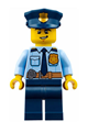 Police - City Shirt with Dark Blue Tie and Gold Badge, Dark Tan Belt with Radio, Dark Blue Legs, Police Hat with Gold Badge, Lopsided Grin - cty0743