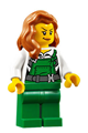 Police - City Bandit Female with Green Overalls, Dark Orange Female Hair over Shoulder, Peach Lips Smirk - cty0745