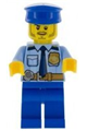 Police - City Shirt with Dark Blue Tie and Gold Badge, Dark Tan Belt with Radio, Blue Legs, Blue Police Hat, Black Stubble and Raised Right Eyebrow - cty0752