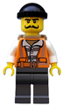 Police - City Bandit Male with Orange Vest, Black Knit Cap, Moustache Curly Long - cty0754