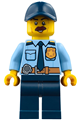 Police - City Shirt with Dark Blue Tie and Gold Badge, Dark Tan Belt with Radio, Dark Blue Legs, Dark Blue Cap with Hole, Brown Bushy Moustache - cty0756