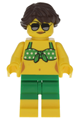Beachgoer in green bikini top and shorts - cty0763