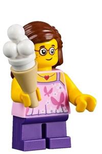 Beachgoer Minifigure - Girl beachgoer wearing glasses, with a pink top and purple legs - cty0767