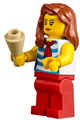 Female beachgoer wearing a white and dark azure striped top with red scarf and legs - cty0768