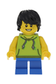 Boy beachgoer wearing a lime hoodie with blue legs - cty0771