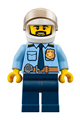 Police - City Officer Shirt with Dark Blue Tie and Gold Badge, Dark Tan Belt with Radio, Dark Blue Legs, White Helmet, Black Beard - cty0776
