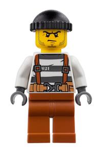 Police - City Bandit Crook Overalls 621 Prison Stripes, Dark Orange Legs, Black Knit Cap, Beard Stubble and Scowl cty0777