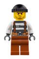 Police - City Bandit Crook Overalls 621 Prison Stripes, Dark Orange Legs, Black Knit Cap, Beard Stubble and Scowl - cty0777
