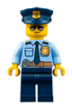 Police - City Officer Shirt with Dark Blue Tie and Gold Badge, Dark Tan Belt with Radio, Dark Blue Legs, Police Hat with Gold Badge, Sunglasses - cty0778