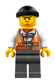 Police - City Bandit Crook Orange Vest, Dark Bluish Gray Legs, Black Knit Cap, Beard Stubble and Scowl - cty0779