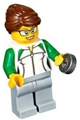 Female city newsstand worker with a light bluish gray legs, reddish brown hair in a bun, wearing glasses and outline sweatshirt with zipper - cty0784