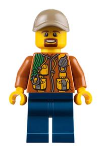 City Jungle Explorer - Dark Orange Jacket with Pouches, Dark Blue Legs, Dark Tan Cap with Hole, Brown Moustache and Goatee cty0793