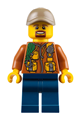 City Jungle Explorer - Dark Orange Jacket with Pouches, Dark Blue Legs, Dark Tan Cap with Hole, Brown Moustache and Goatee - cty0793