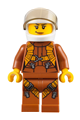 Female city jungle helicopter pilot with a dark orange jumpsuit, dark orange legs with straps, white helmet, trans-black visor, and peach lips - cty0794