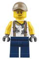 City Jungle Engineer - White Shirt with Suspenders and Dirt Stains, Dark Blue Legs, Dark Tan Cap with Hole, Smirk - cty0802